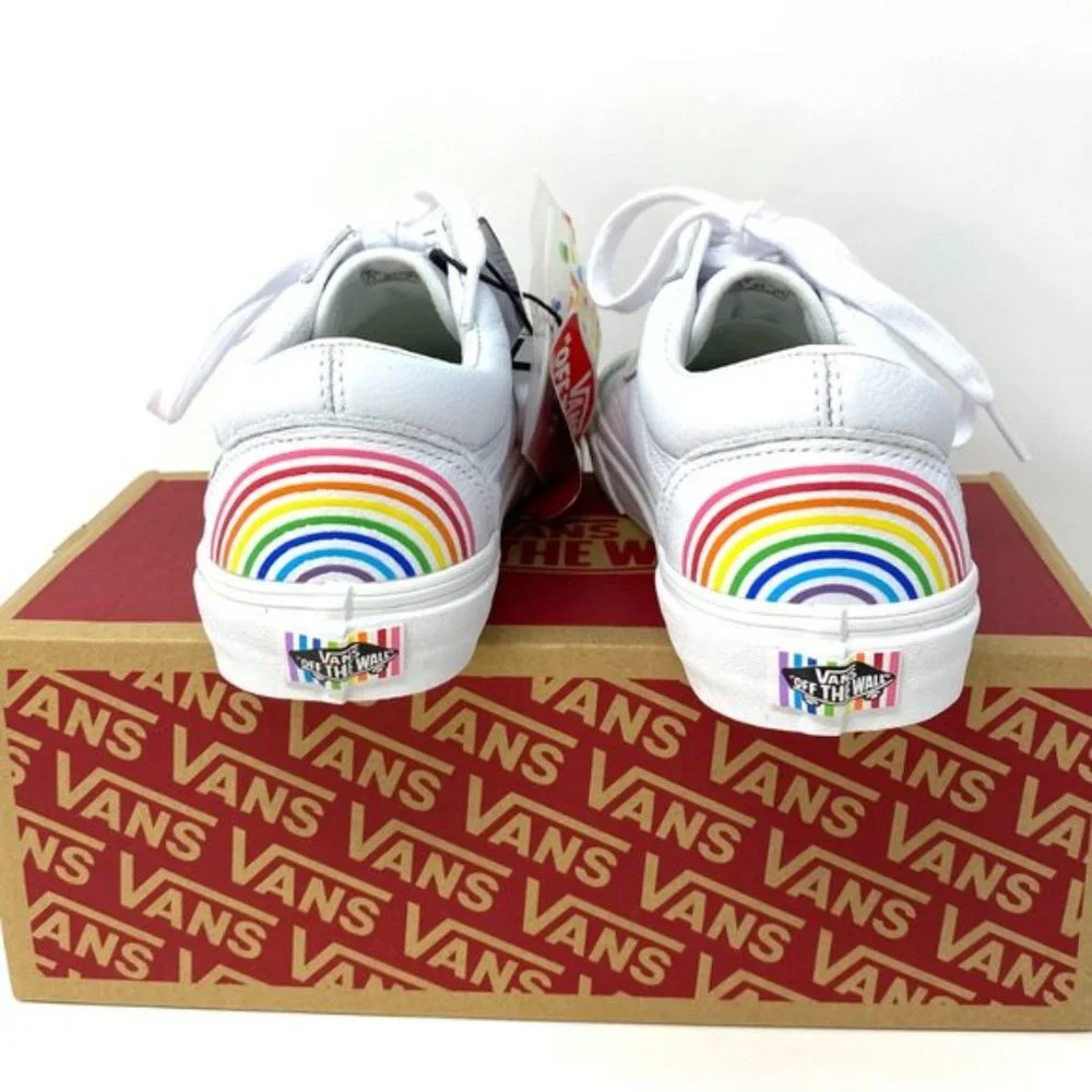 💖MEGA SALE💖VANS Old Skool Flour Shop Rainbow White Men s 9 11.5 VN0A4U3B2N7